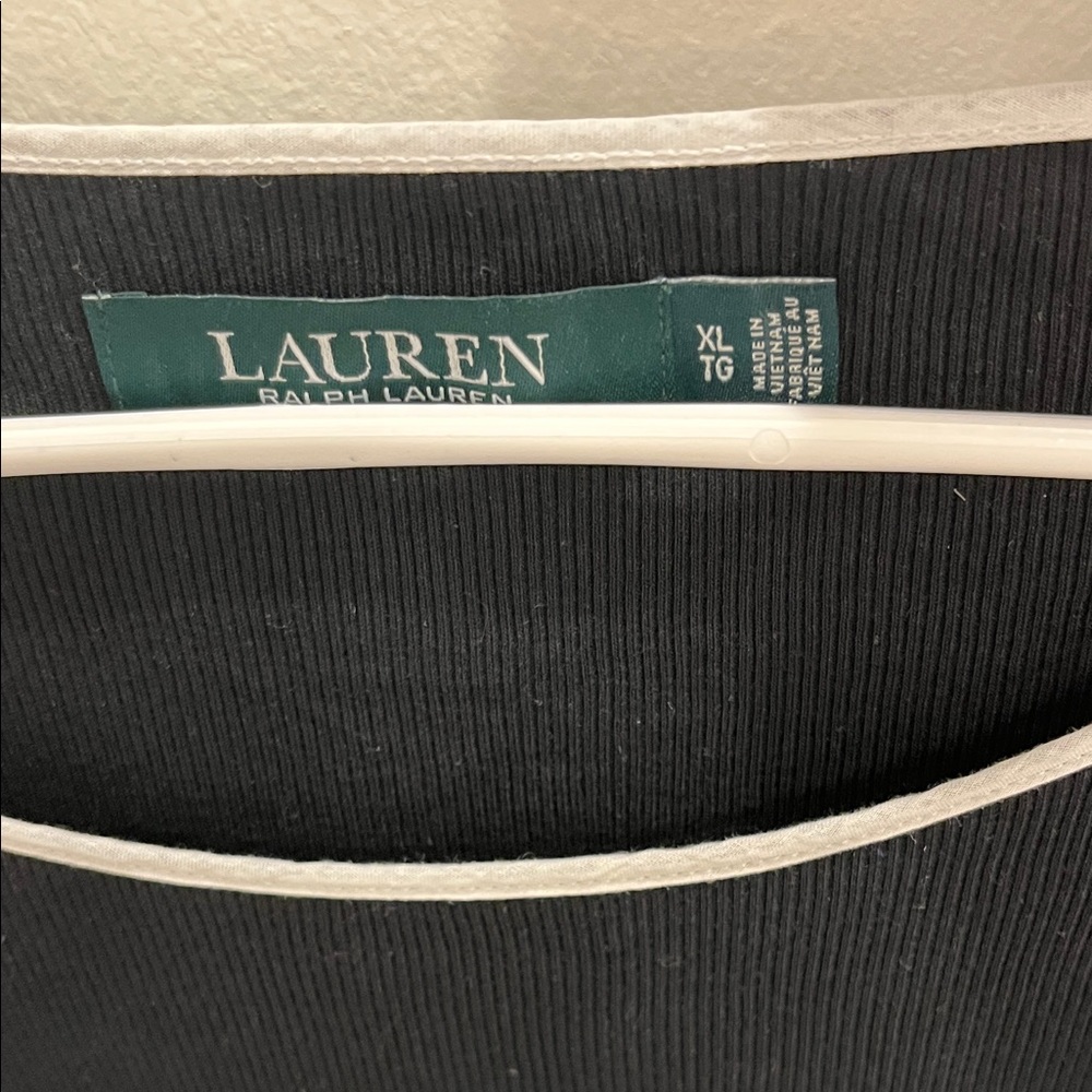Lauren Ralph Lauren Black Short Sleeve Tee with White Piping - Picture 5 of 5